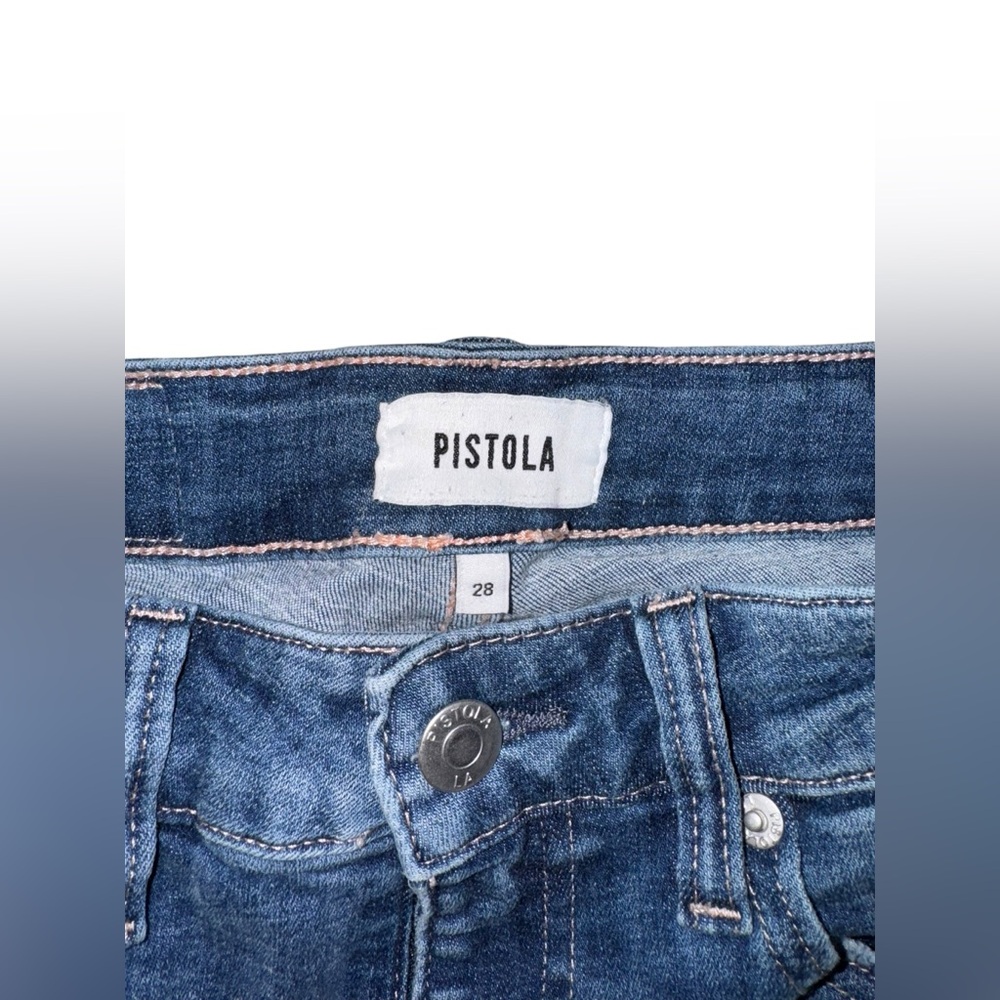 Pistola Slim Straight Leg Distressed Medium Wash Jeans Stretch Size 28 - Picture 5 of 6
